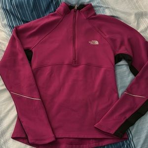 North Face magenta 1/4 zip pullover sweater